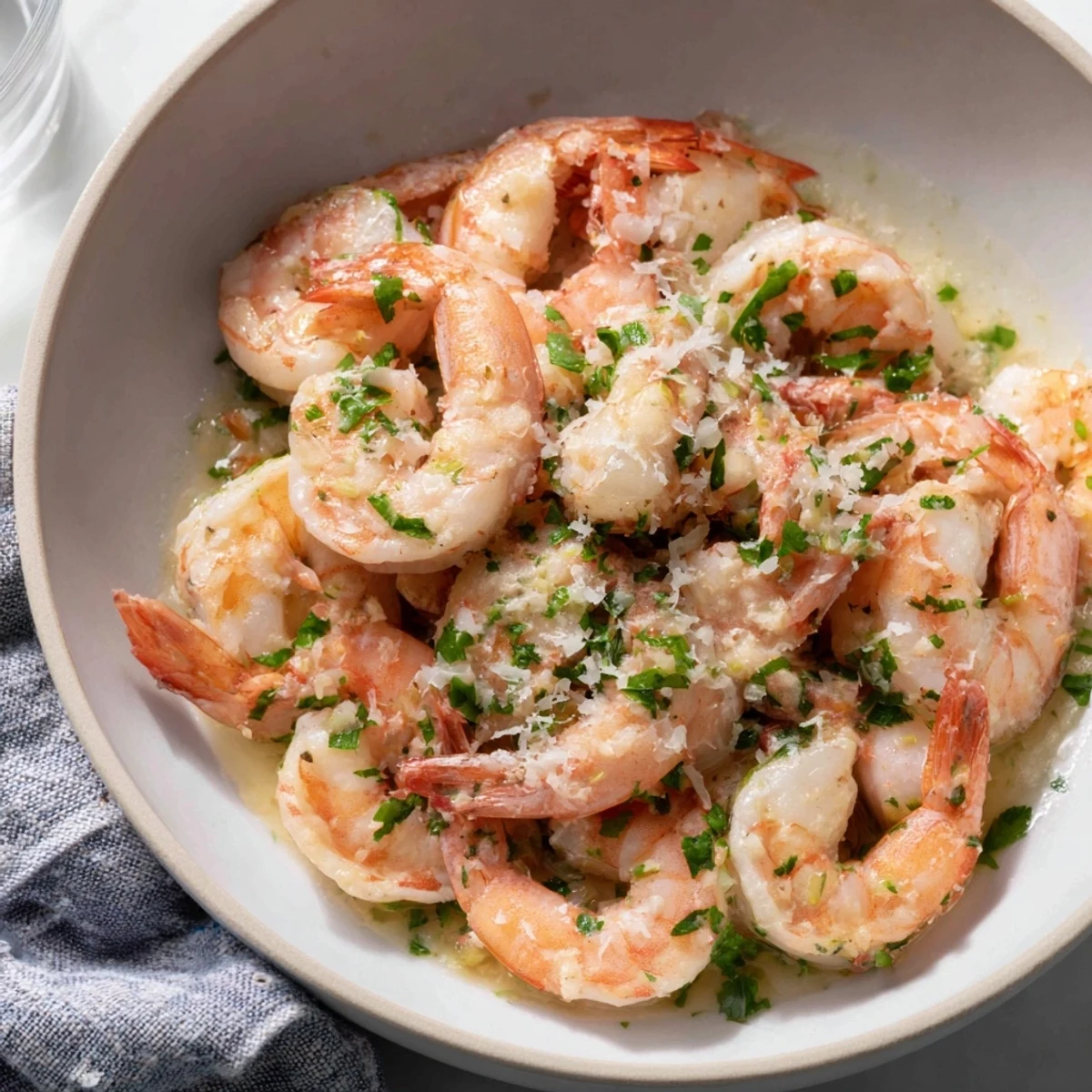 Golden, creamy garlic shrimp, glistening and ready to serve, a quick and delicious weeknight dinner.