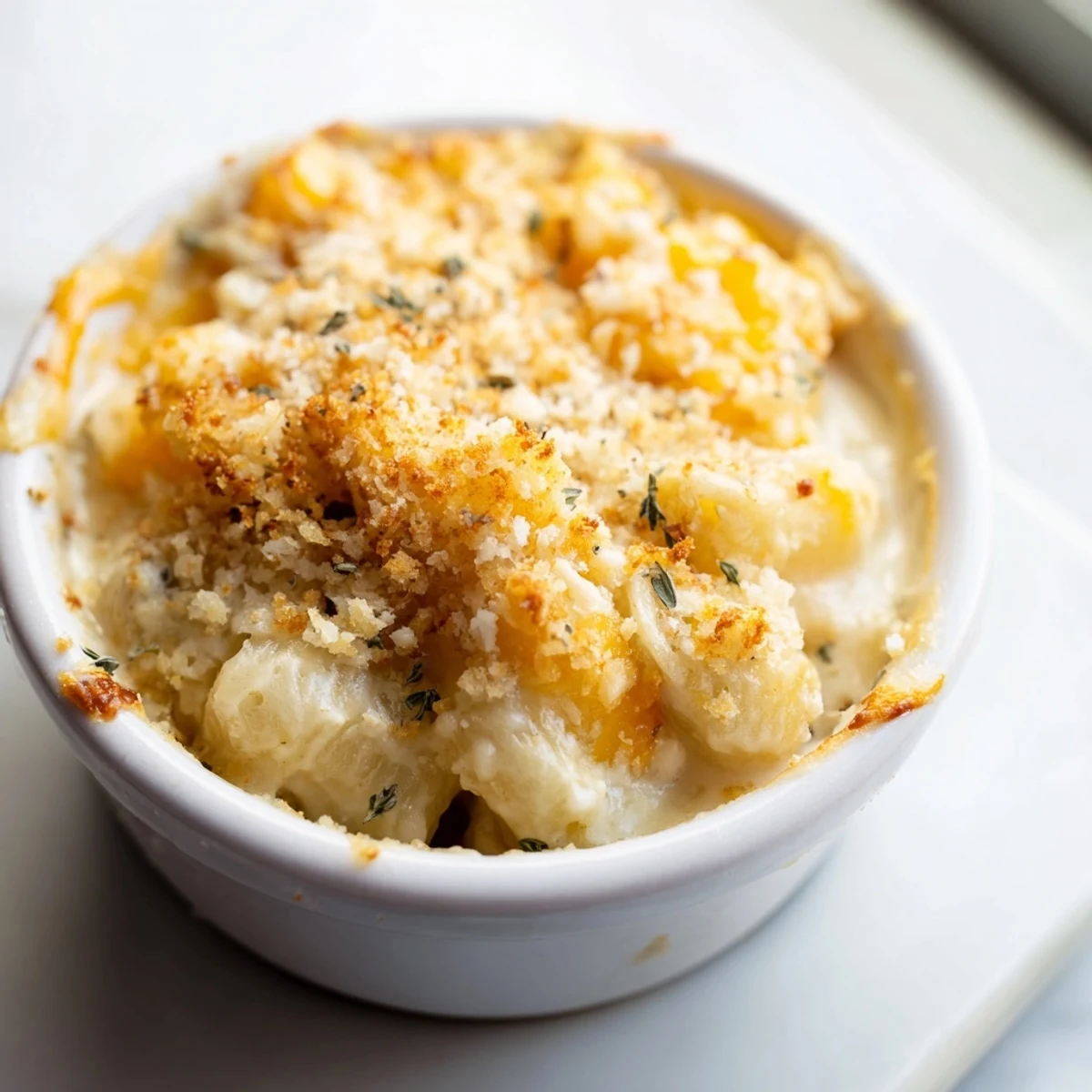 Golden, bubbly Classic Oven-Baked Macaroni and Cheese, a comforting American dinner ready to serve.