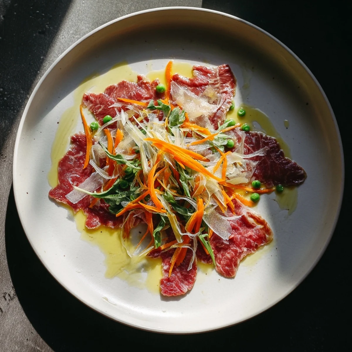 Skillet Beef Stir-Fry showcases tender beef, snap peas, and carrots in a glistening savory sauce.