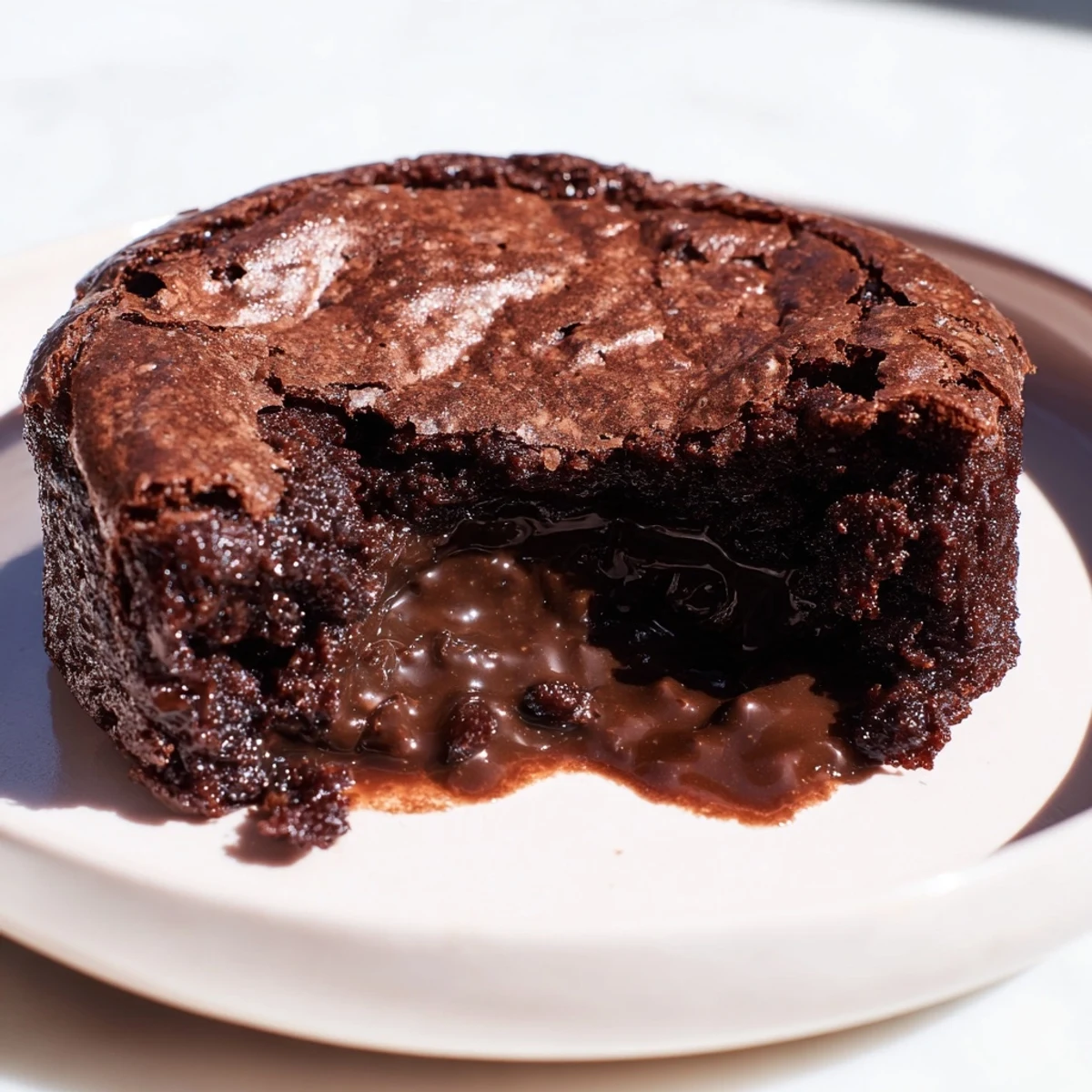 Warm, gooey Ina Garten Brownie Pudding served with a scoop of vanilla ice cream; a chocolate lover's dream!