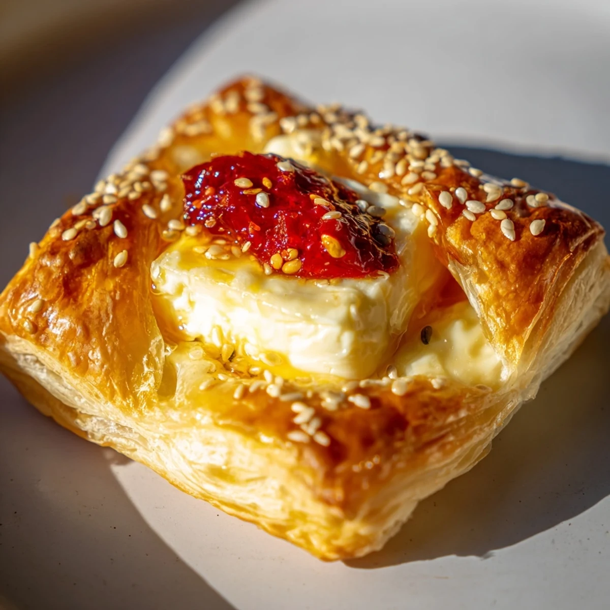 Golden, baked Chili Crisp Honey Brie Bites, showcasing the perfect blend of sweet and spicy flavors.