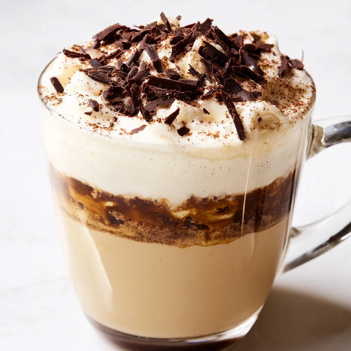 A beautifully presented Tiramisu Latte, dusted with cocoa powder, offering a delightful Italian dessert flavor.