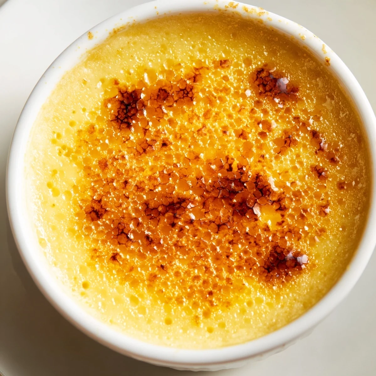 Golden-topped 3-Ingredient Crème Brûlée, a decadent French dessert with smooth custard, ready to be enjoyed.
