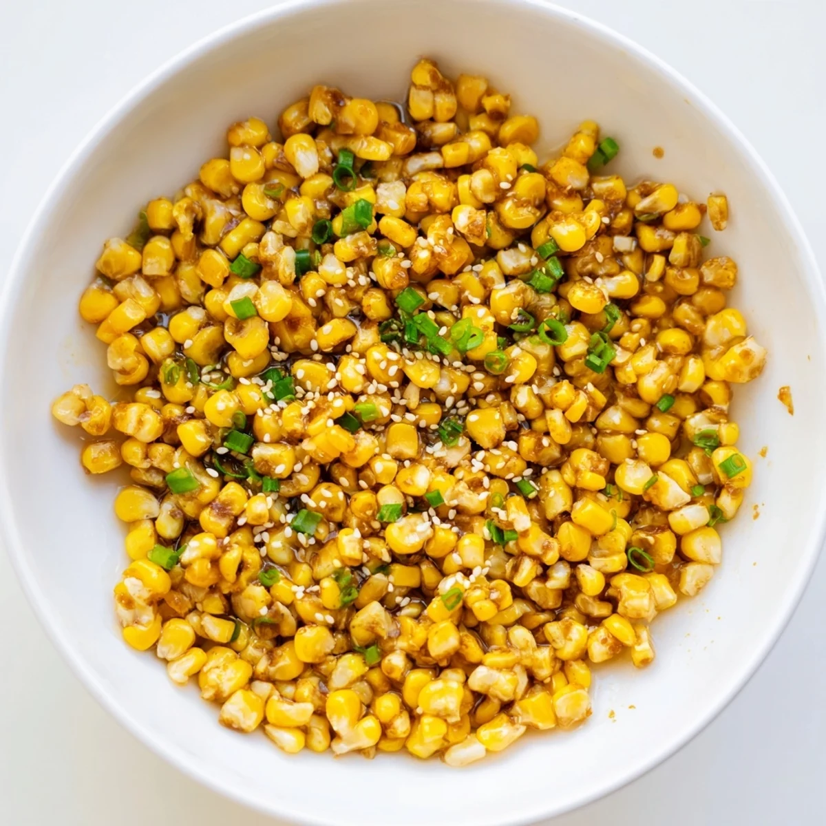 Golden Japanese Butter Corn with glistening kernels in a buttery, savory sauce.