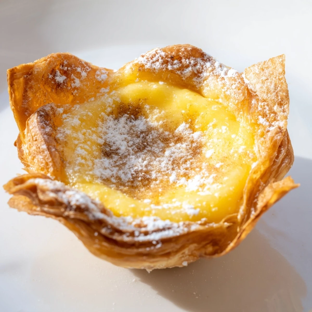 Golden, flaky crusts hold a creamy, cinnamon-infused custard of these delicious Portuguese egg tarts.