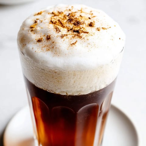 Homemade iced chai: a refreshing, chilled drink topped with a fluffy, vanilla-infused cold foam.