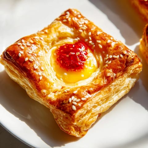 Melted Brie and chili crisp atop flaky pastry create incredibly delicious Chili Crisp Honey Brie Bites.