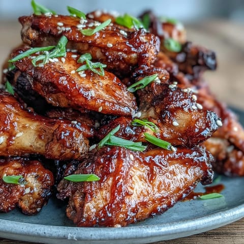 Golden-brown Coca Cola Chicken Wings rest on a platter, their glossy glaze dripping down tender meat, perfect for a crowd-pleasing appetizer.  