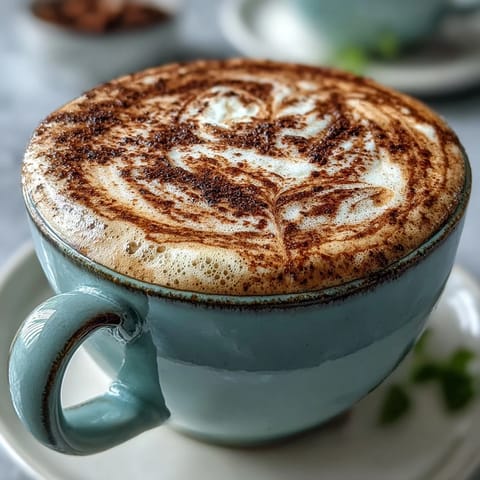 A warm cup of Hojicha Flat White with nutty roasted tea and velvety microfoam milk.