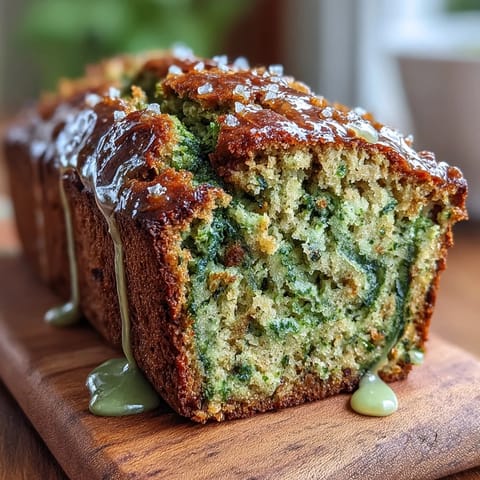 Moist matcha swirl banana bread, marbled and ready for a delicious slice.
