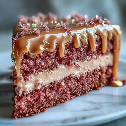 Rosé velvet cake, a blush confection with shimmering gold, ideal for bridal showers.