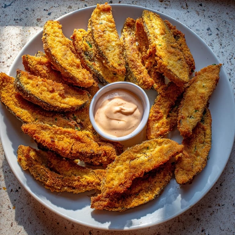 Fresh, oven-baked Crispy Parmesan Zucchini Fries, a satisfying appetizer dipped in the flavorful sauce.