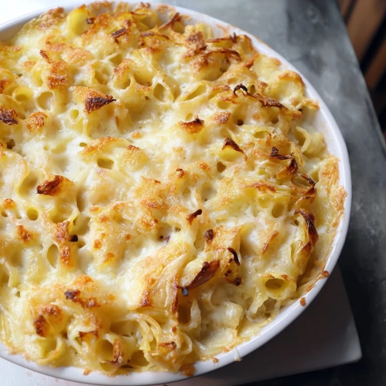 Imagine a bubbling, cheesy dish: this Classic Oven-Baked Macaroni and Cheese is baked to golden perfection.