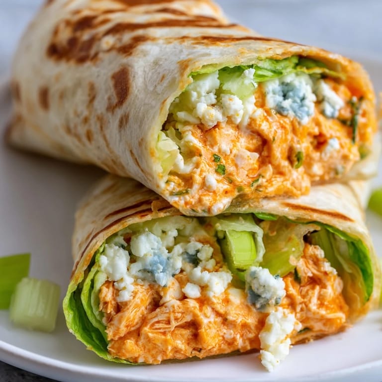 Delicious, creamy Buffalo Chicken Dip Wraps featuring shredded chicken and a kick of buffalo sauce; perfect lunch!