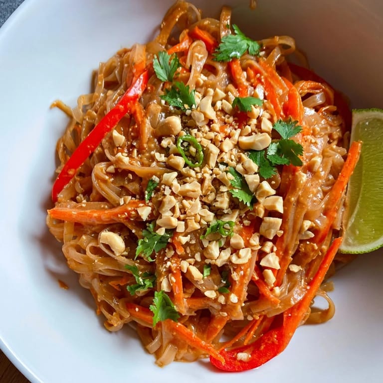 Vibrant image of easy spicy peanut noodles, served with lime wedges, ready for a satisfying dinner.