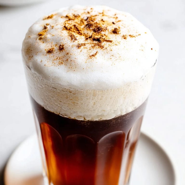 Homemade iced chai: a refreshing, chilled drink topped with a fluffy, vanilla-infused cold foam.