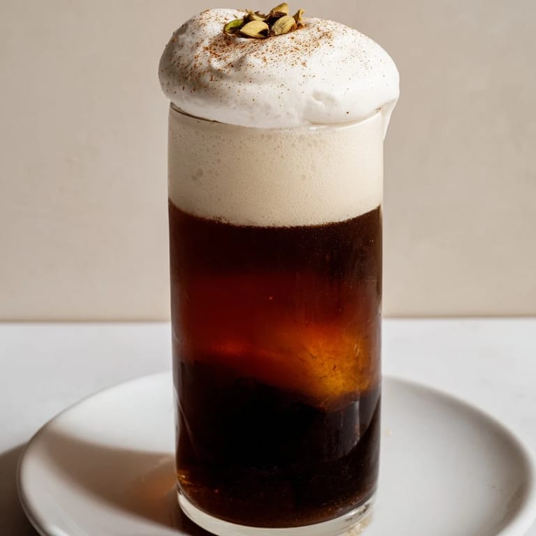 Enjoy the visually stunning cold foam atop this homemade iced chai—a delightful, café-inspired treat.