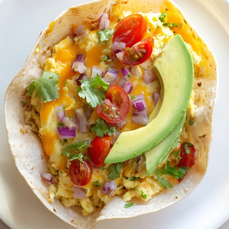 Easy vegetarian Sheet Pan Breakfast Tacos with eggs, cheese, and colorful bell peppers on a sheet pan.