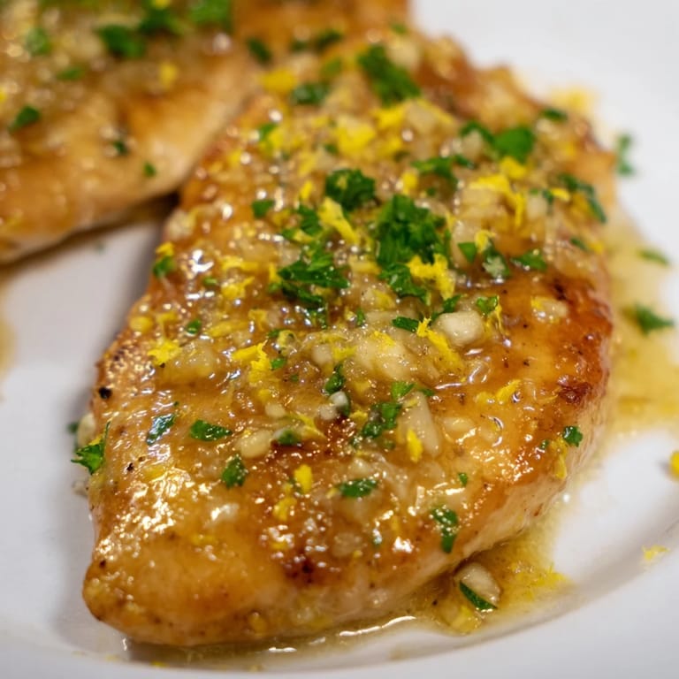 Juicy Lemon Pepper Chicken sizzling in a skillet, surrounded by steamed vegetables and a side of rice.