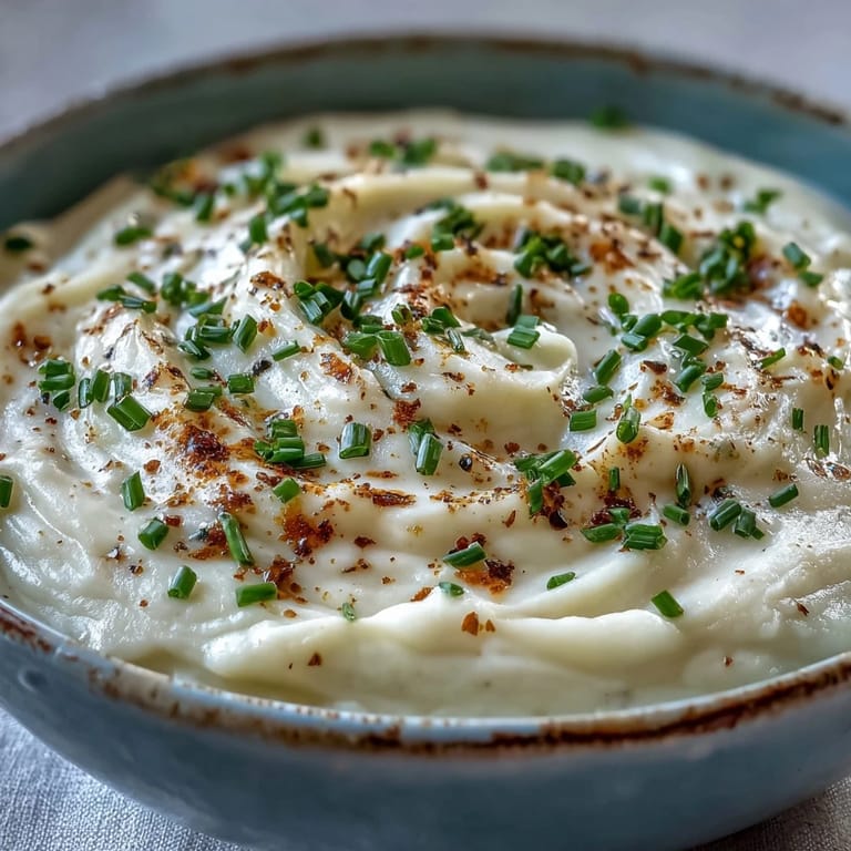 Velvety Cream of Potato Soup topped with shredded cheddar cheese and crumbled bacon in a rustic bowl.