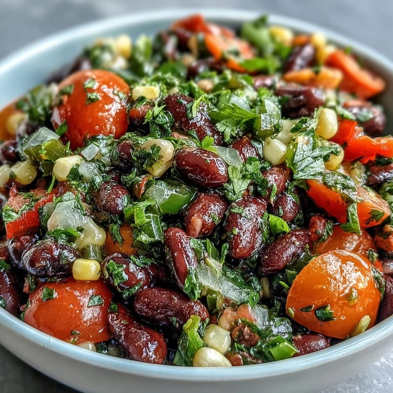Fresh, zesty Cowboy Caviar salad in a serving dish, garnished with cilantro, perfect as a Tex-Mex side or topping.