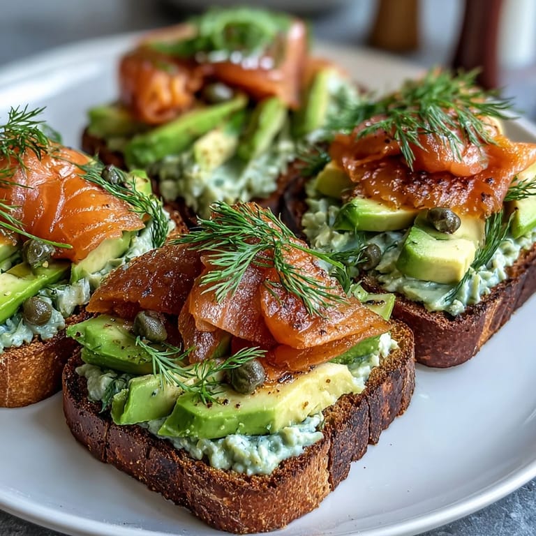 Artfully arranged avocado toast board with smoked salmon, cherry tomatoes, and fresh greens for an impressive spring brunch spread.