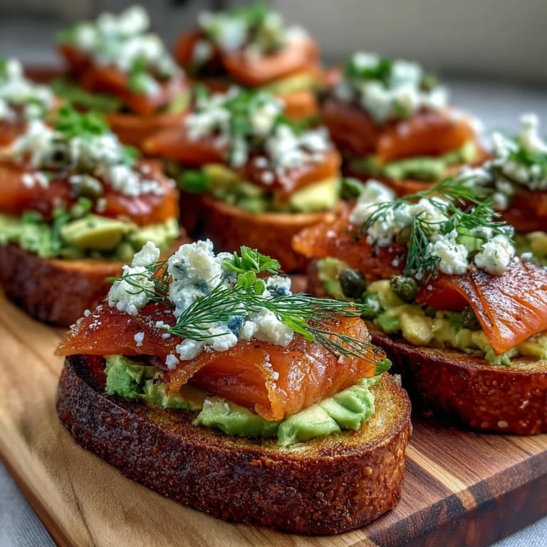 Creamy avocado spread and smoked salmon on toasted sourdough, perfect for a customizable spring brunch with friends.  