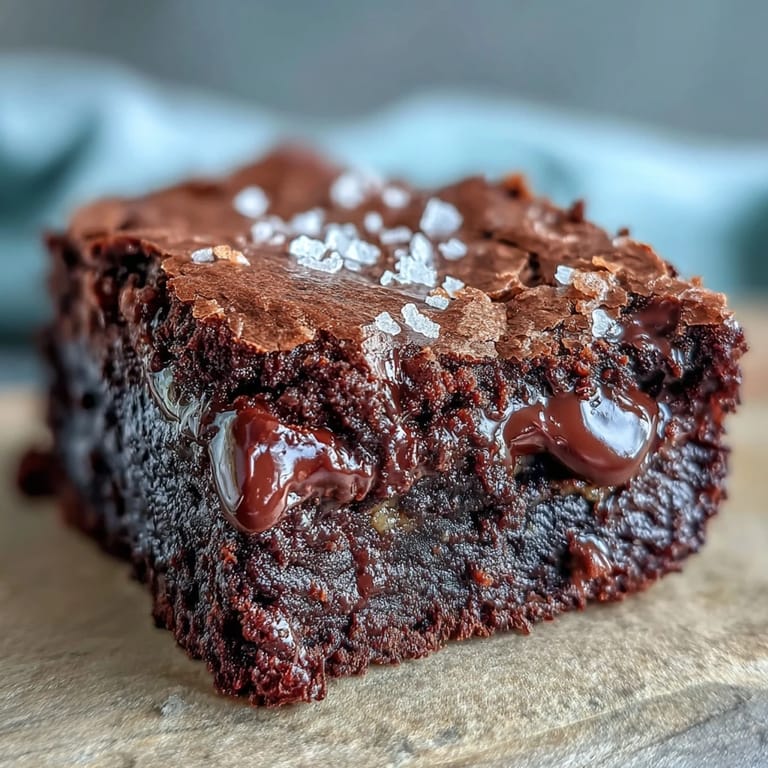 Irresistible Tahini Chocolate Brownies, a close-up of a deeply chocolatey dessert.