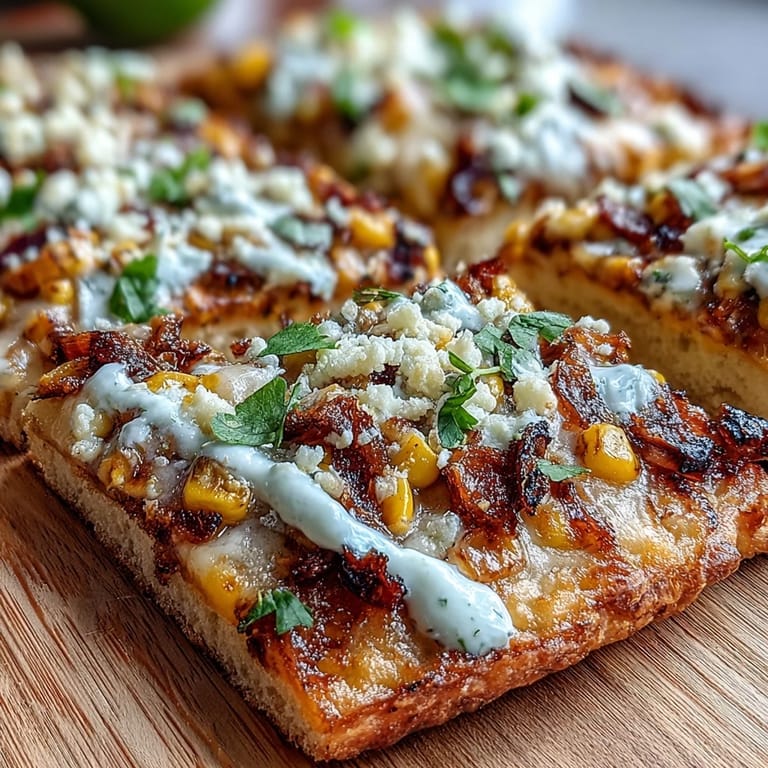 Enjoy this delicious Cinco de Mayo Street Corn Flatbread, a vibrant vegetarian delight.