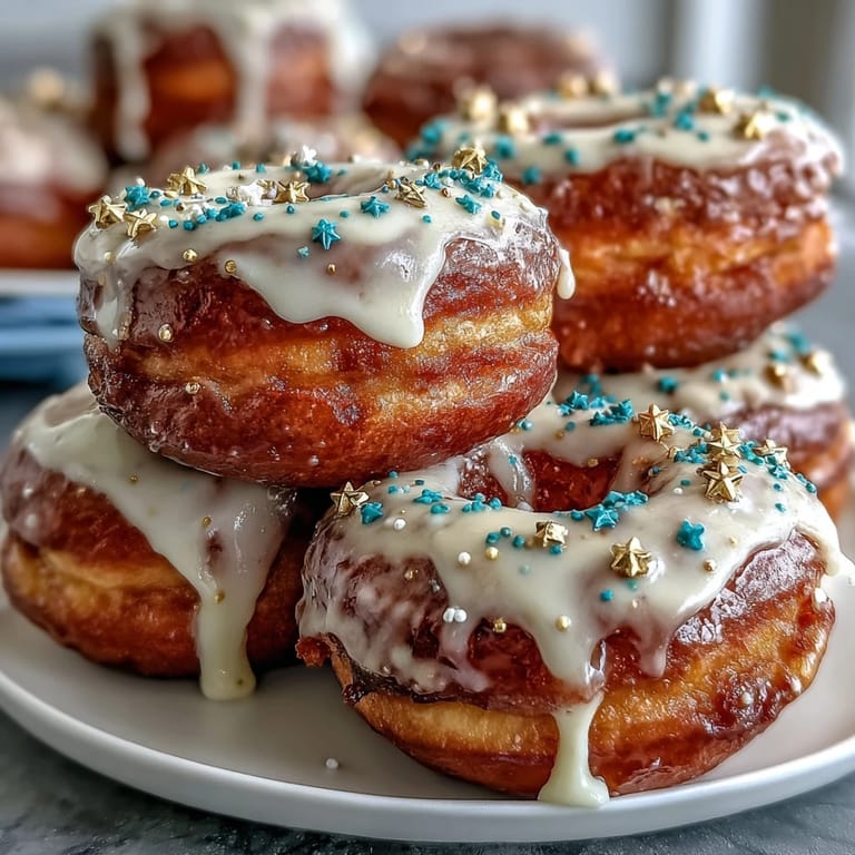 A festive Graduation Party Donut Tower piled high with colorful, sprinkle-covered treats.