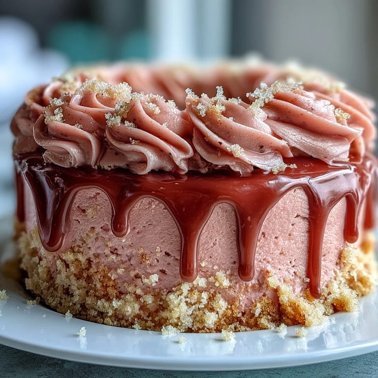 A delicate Bridal Shower Rosé Velvet Cake adorned with luxurious gold cascading drip.